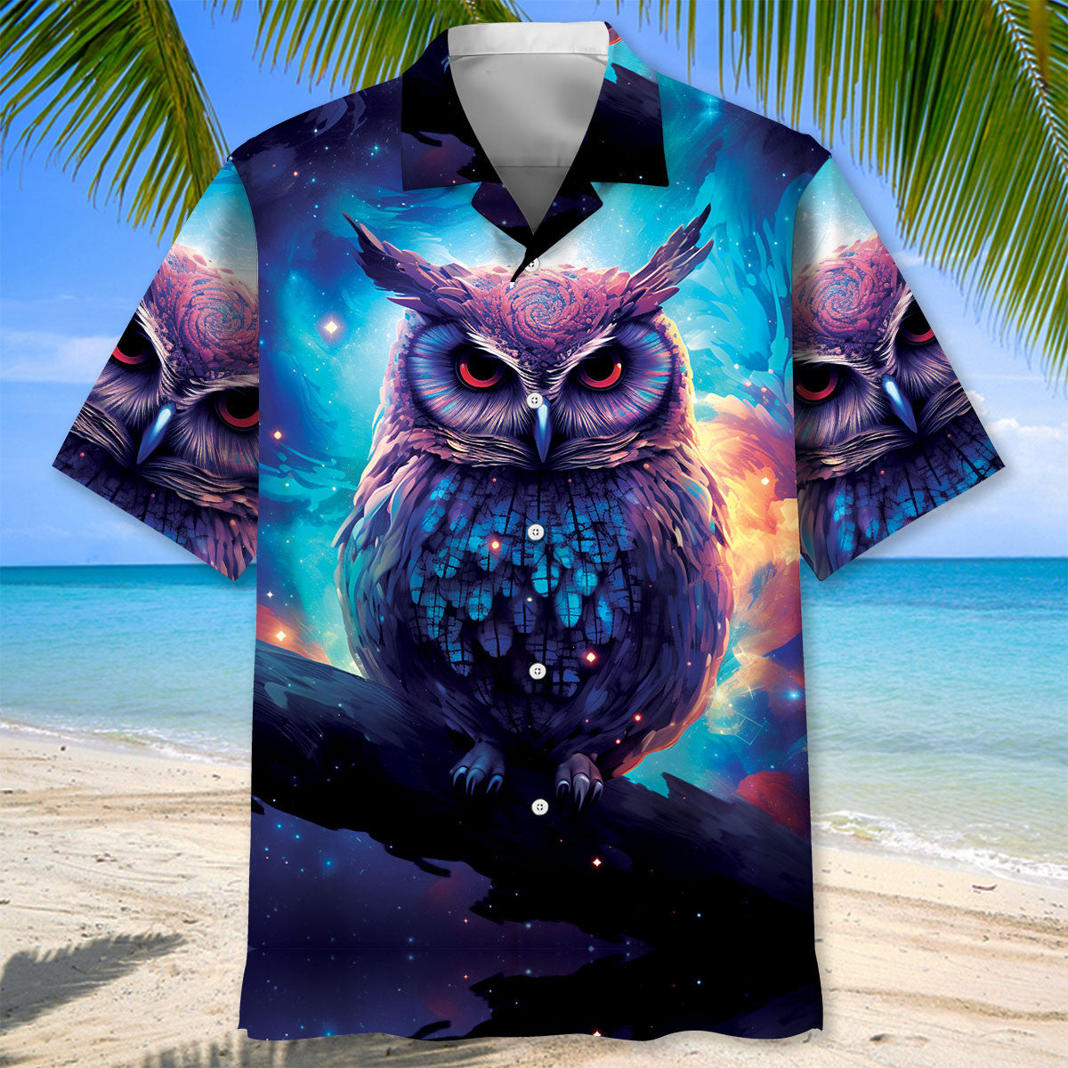 Night Sci-fi Owl Art Hawaiian Shirt