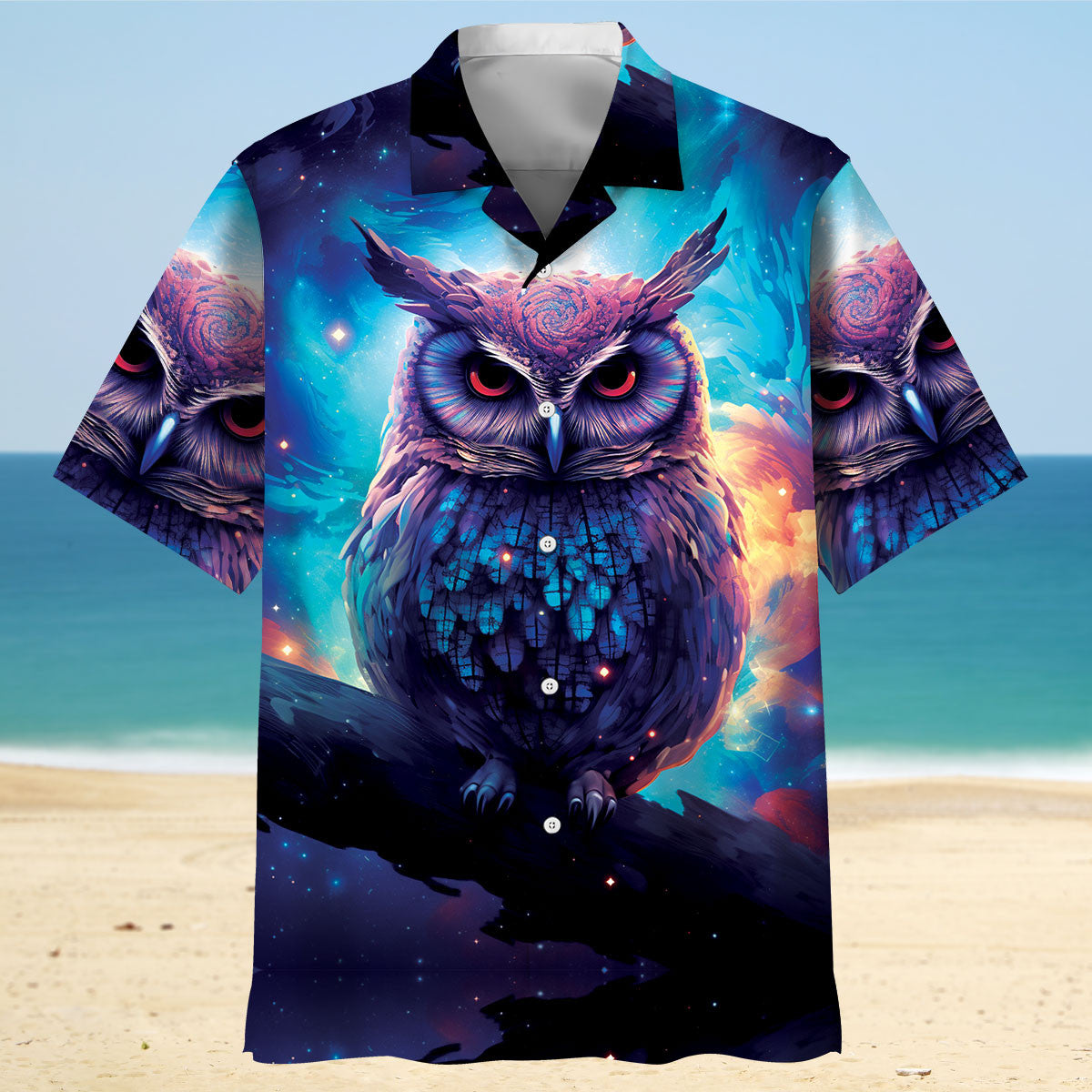 Night Sci-fi Owl Art Hawaiian Shirt