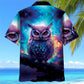 Night Sci-fi Owl Art Hawaiian Shirt