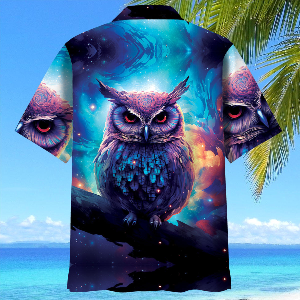 Night Sci-fi Owl Art Hawaiian Shirt