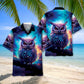 Night Sci-fi Owl Art Hawaiian Shirt