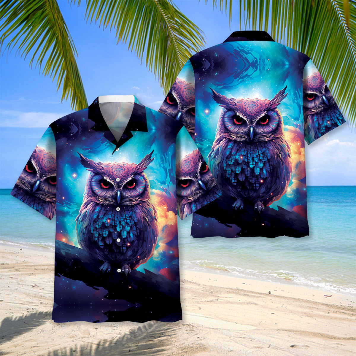 Night Sci-fi Owl Art Hawaiian Shirt