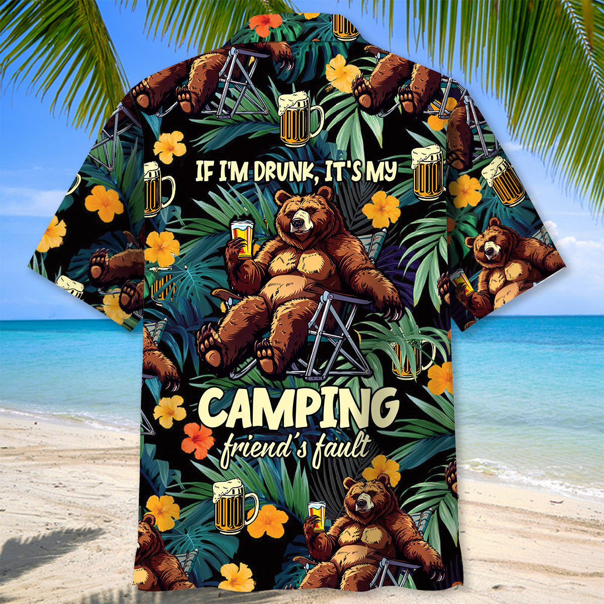 Camping Drunk Bear Hawaiian Shirt