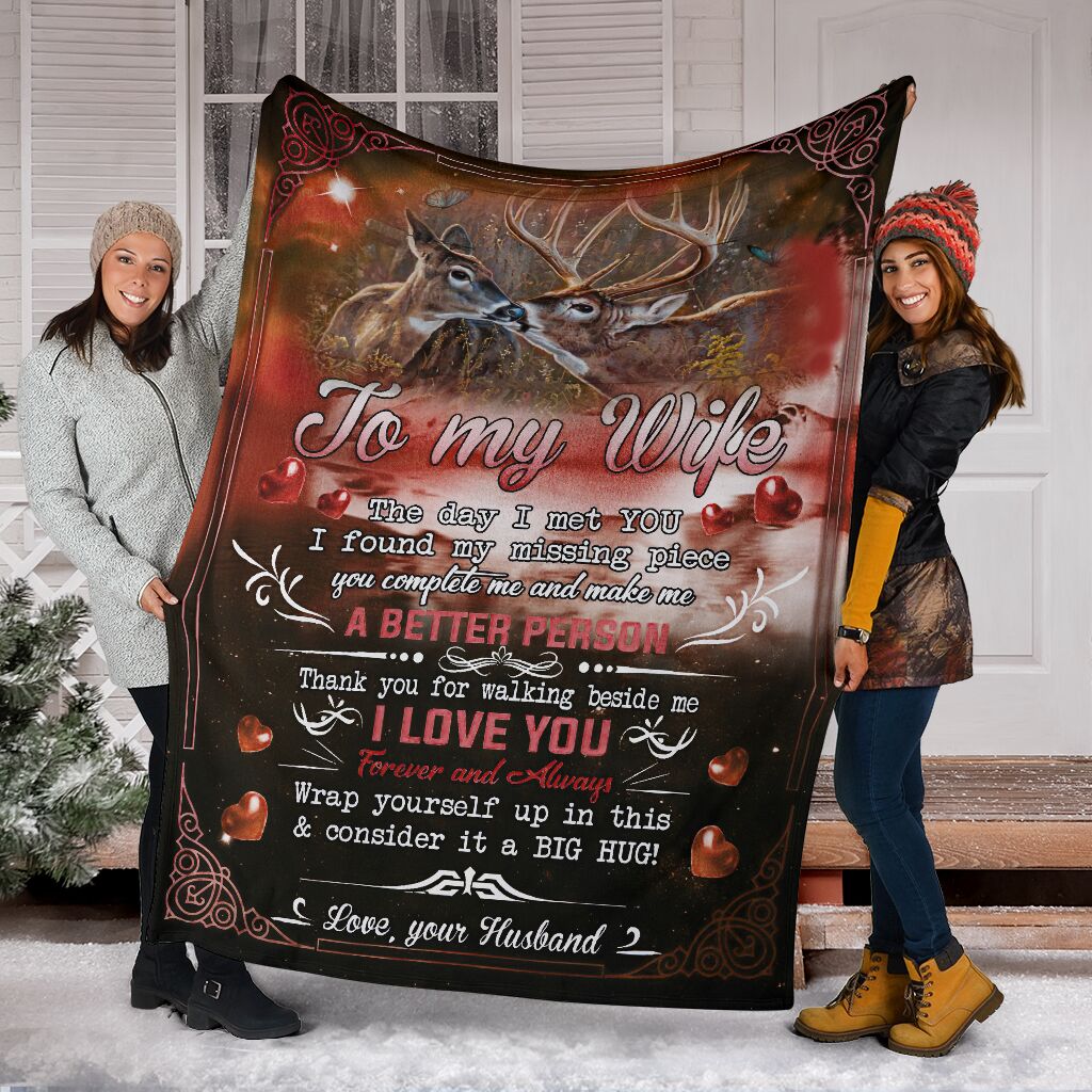 Hunting To My Wife Flannel Blanket For Bedroom Couch And Daily Comfort