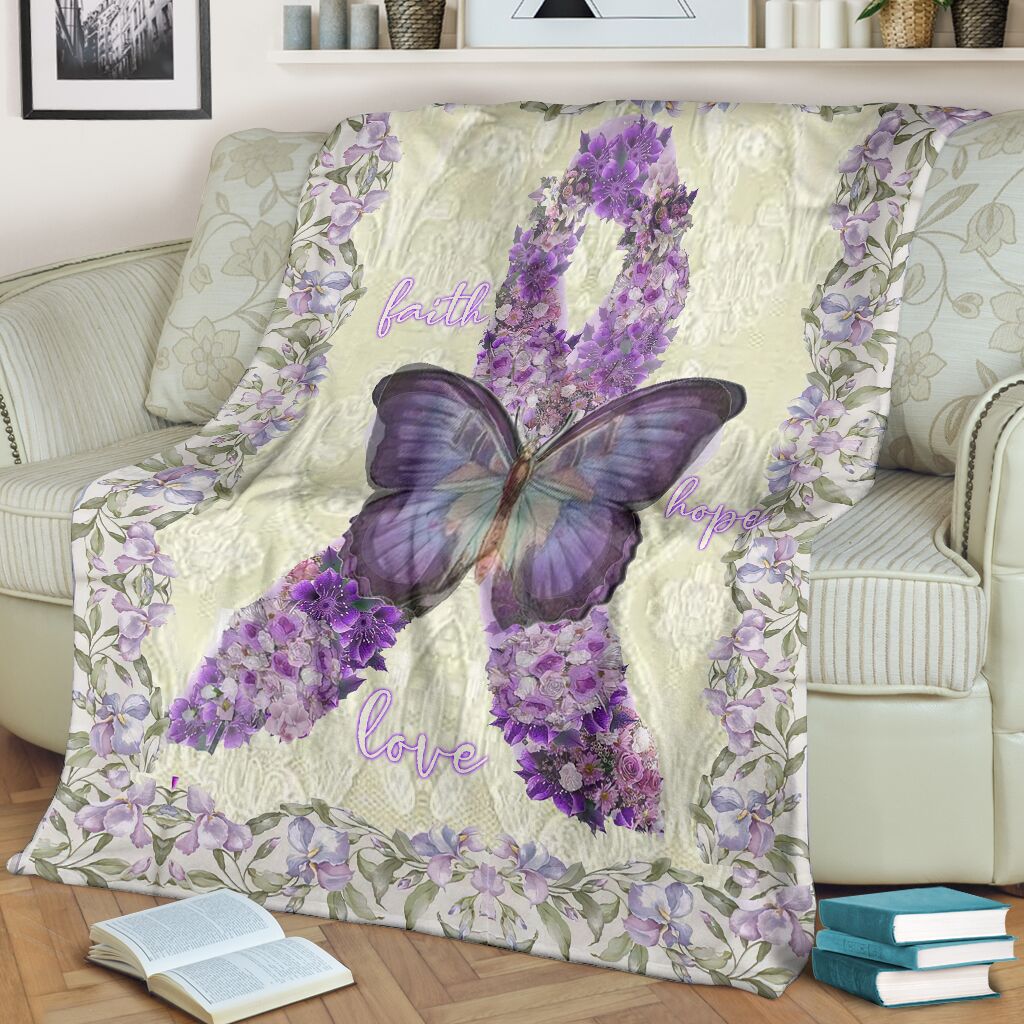 Fibromyalgia Awareness Faith Hope Love Flannel Blanket For Living Room And Bedroom Styling