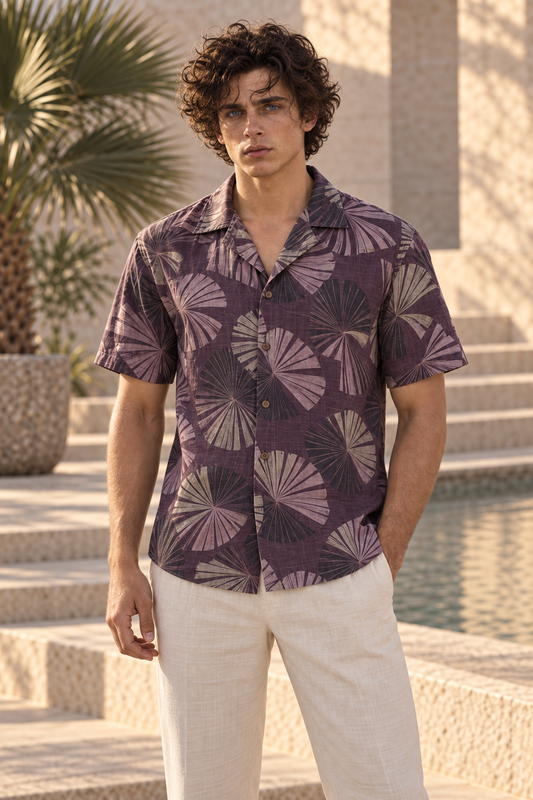 Men's Afterglow Aubergine Fan Hawaiian Shirt – Aubergine