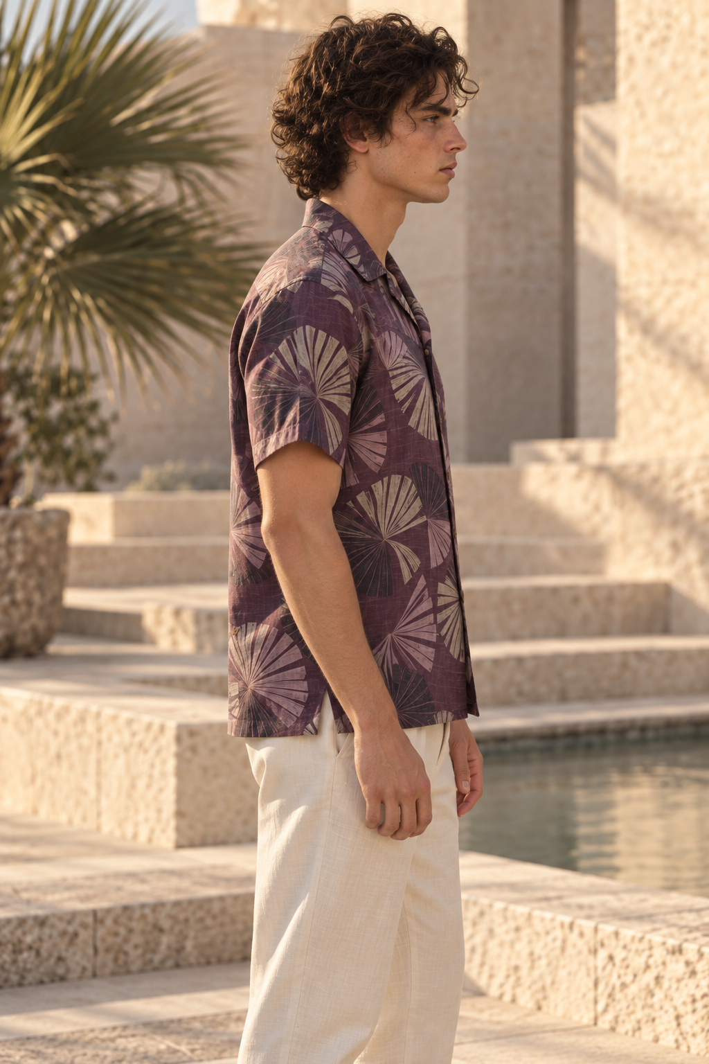 Men's Afterglow Aubergine Fan Hawaiian Shirt – Aubergine