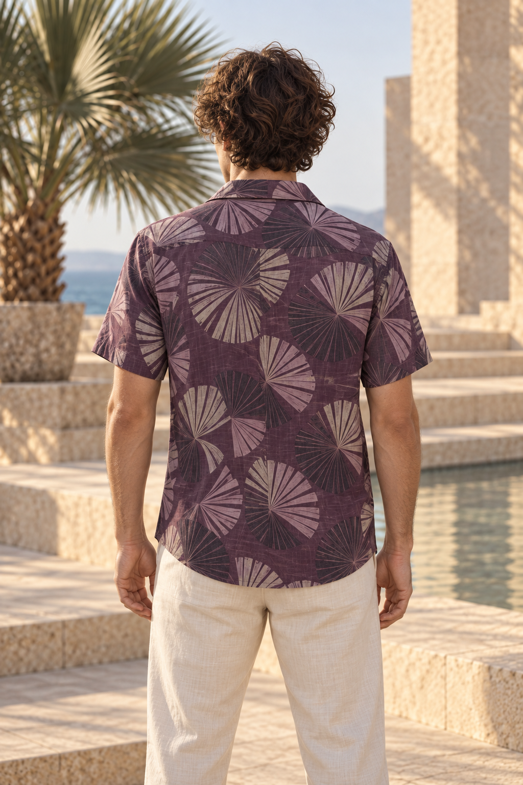 Men's Afterglow Aubergine Fan Hawaiian Shirt – Aubergine