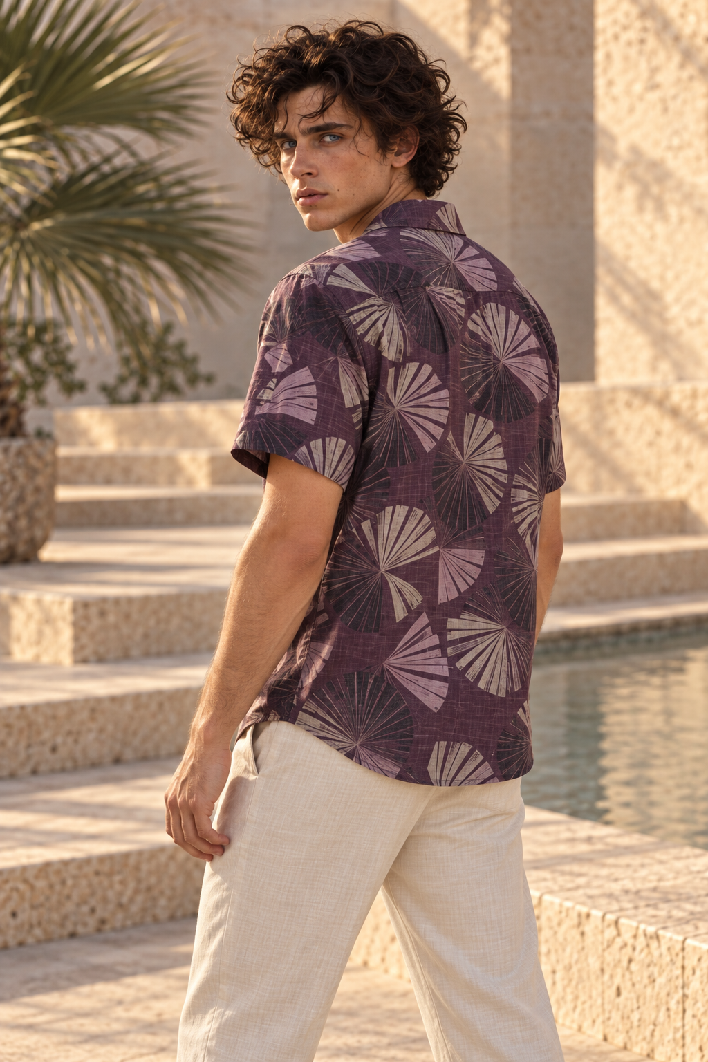 Men's Afterglow Aubergine Fan Hawaiian Shirt – Aubergine