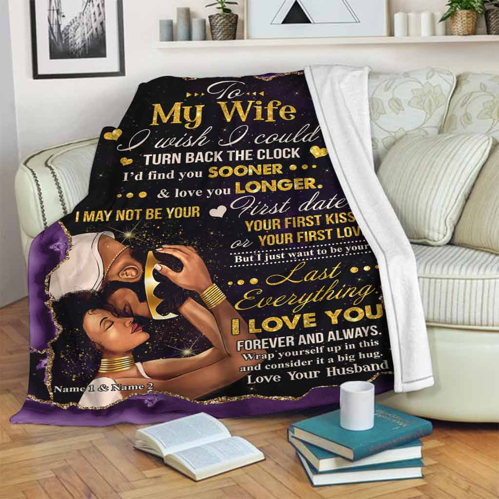 African American I Wish I Could Turn Back The Clock Personalized Flannel Blanket For Relaxing At Home And Travel