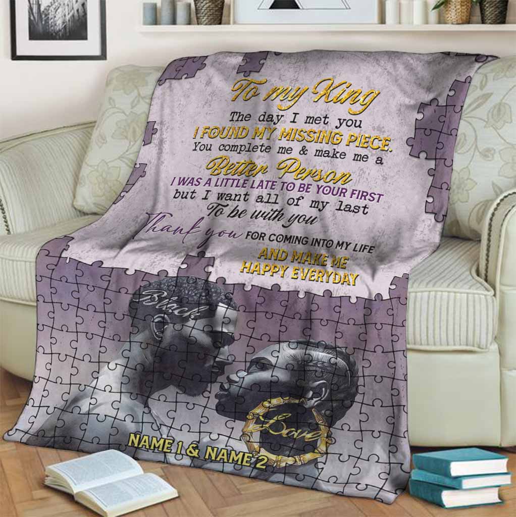 African You Are My Missing Piece Afro Couple Pink Personalized Flannel Blanket For Bed Sofa And Reading Nook Decor