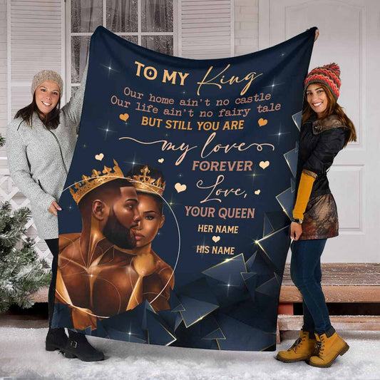 African Our Home Ain't No Castle Afro Couple Flannel Blanket For Cozy Bedroom And Sofa Decor