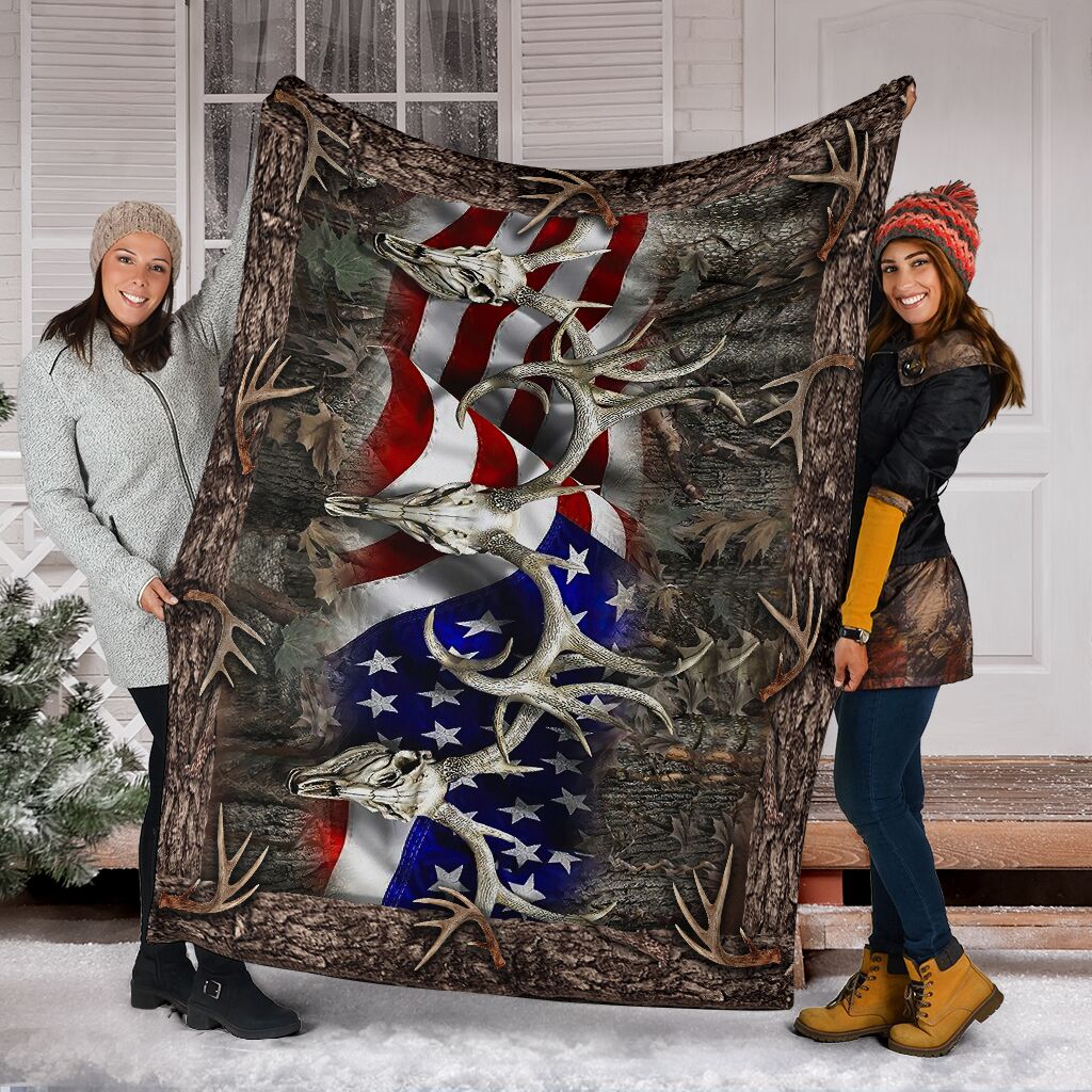 Hunting American Hunters Flannel Blanket For Bedroom Couch And Daily Comfort