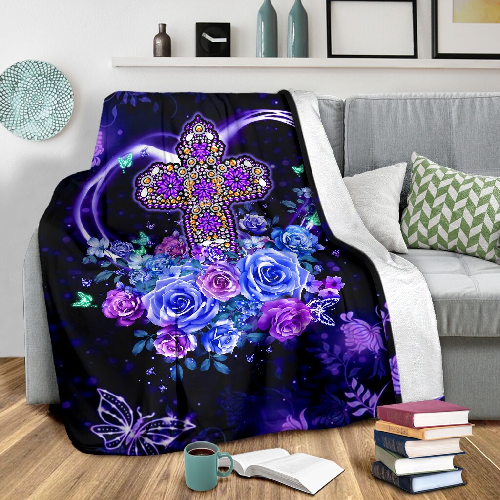 God Love God Christian Rose Flannel Blanket For Relaxing At Home And Travel