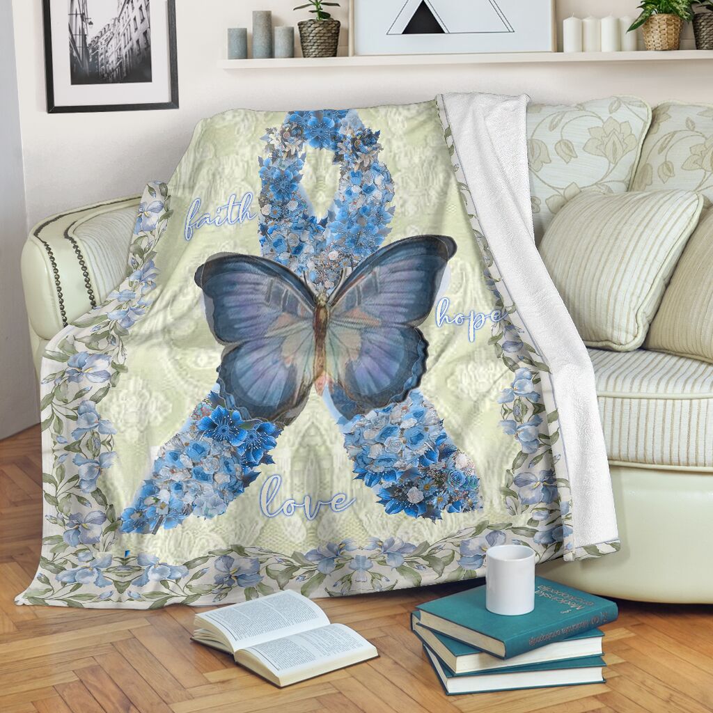 Diabetes Awareness Butterfly Flannel Blanket For Soft Bed Couch And Home Comfort