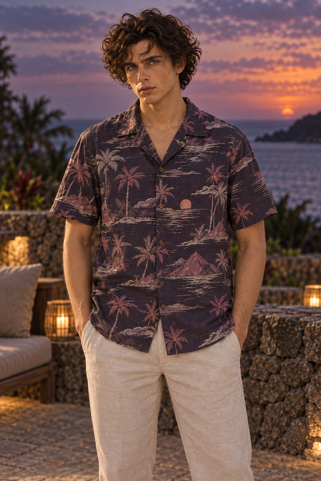 Men's Afterglow Afterdark Island Hawaiian Shirt – Midnight plum