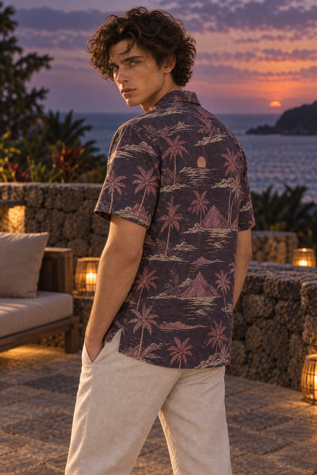 Men's Afterglow Afterdark Island Hawaiian Shirt – Midnight plum