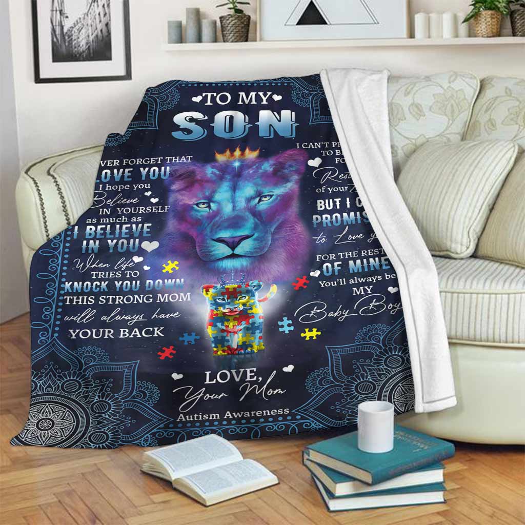 Autism Awareness Son Gift Flannel Blanket For Relaxing At Home And Travel