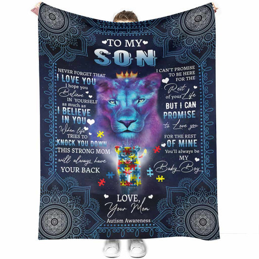 Autism Awareness Son Gift 50 x 60 Inch Flannel Blanket For Cozy Bedroom And Sofa Decor