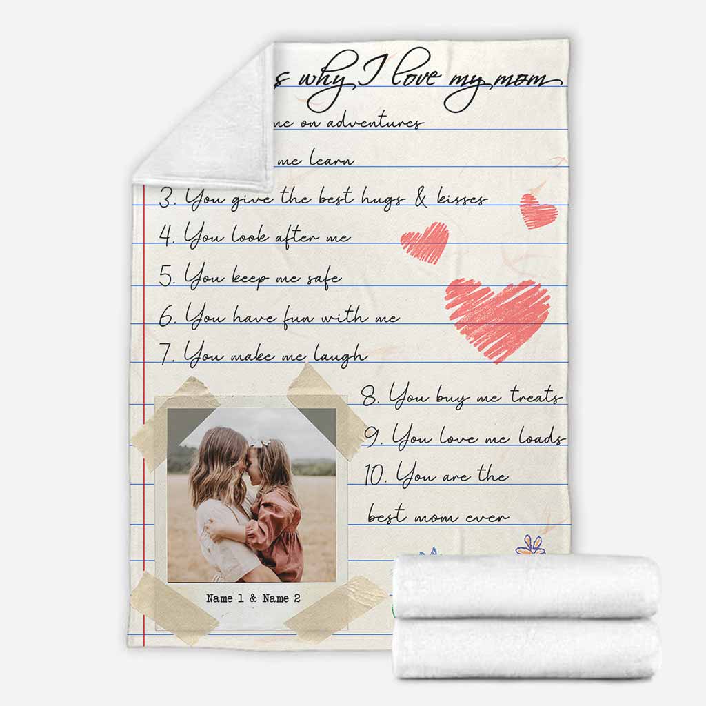 Family 10 Reasons Why I Love You Personalized Photo Flannel Blanket For Cozy Home Lounging And Gifting