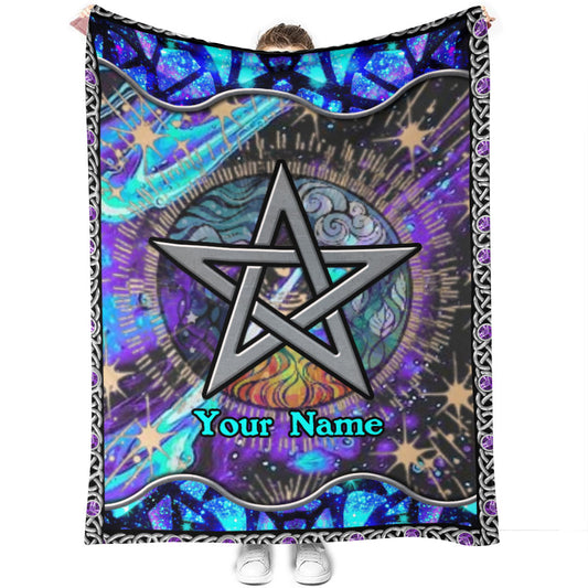Witch Mystical Pentagram Star Personalized Flannel Blanket For Cozy Bedroom And Sofa Decor