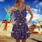 Native Purple Summer Pattern – Women's Summer Sleeveless V-Neck Camisole Dress