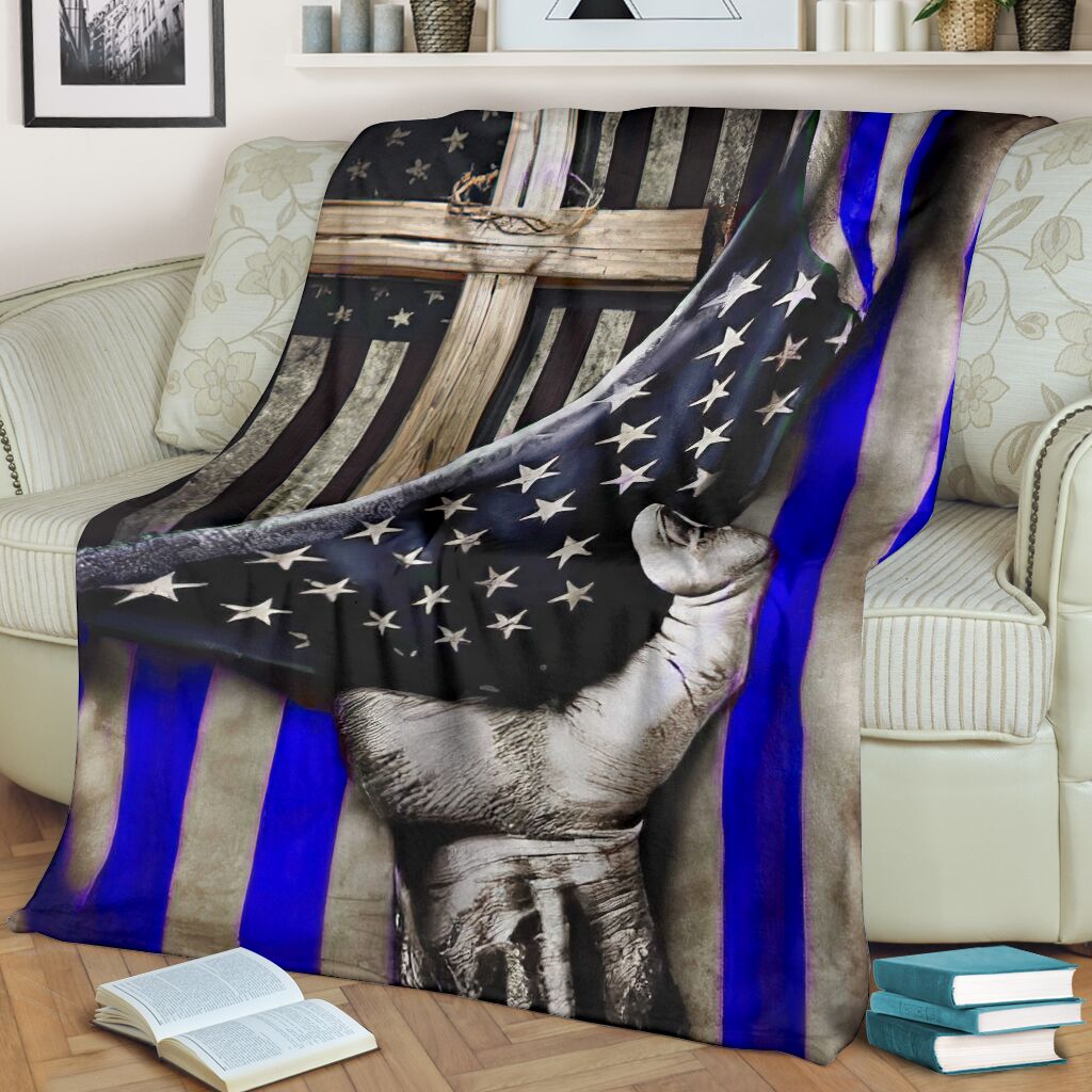 Police Blue Line Flag Flannel Blanket For Living Room And Bedroom Styling