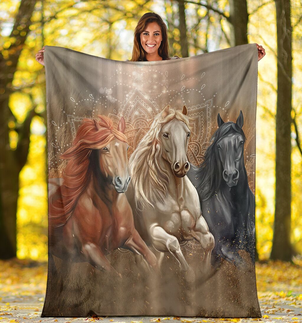 Horse Chase His Dream Flannel Blanket For Cozy Home Lounging And Gifting