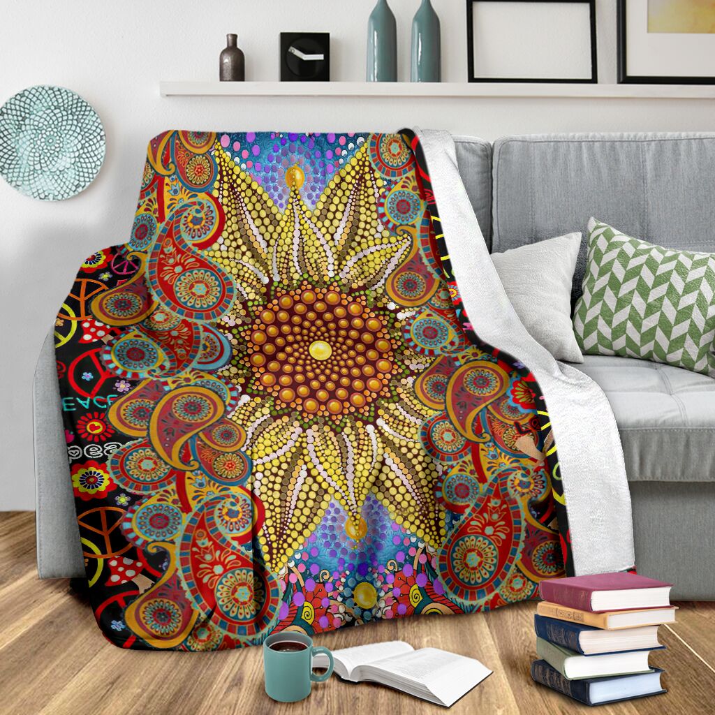 Hippie Soul Floral Beautiful Flannel Blanket For Relaxing At Home And Travel