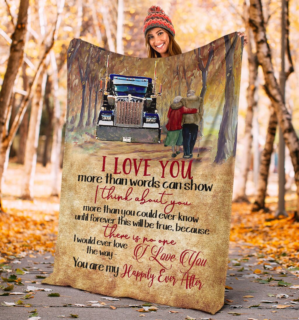 Truck I Love You Truck Couple Trucker Flannel Blanket For Bed Sofa And Reading Nook Decor