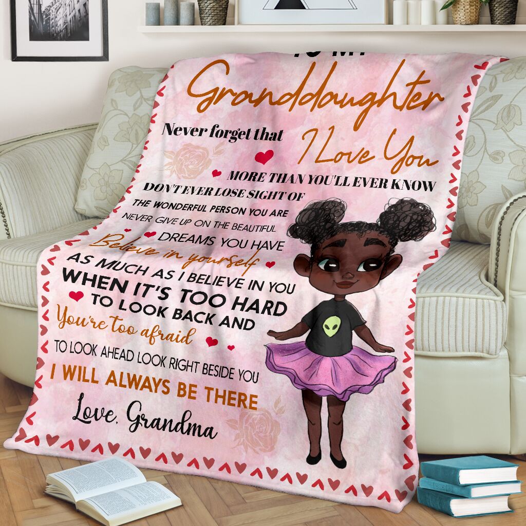 Black Girl To My Granddaughter African American Flannel Blanket For Living Room And Bedroom Styling