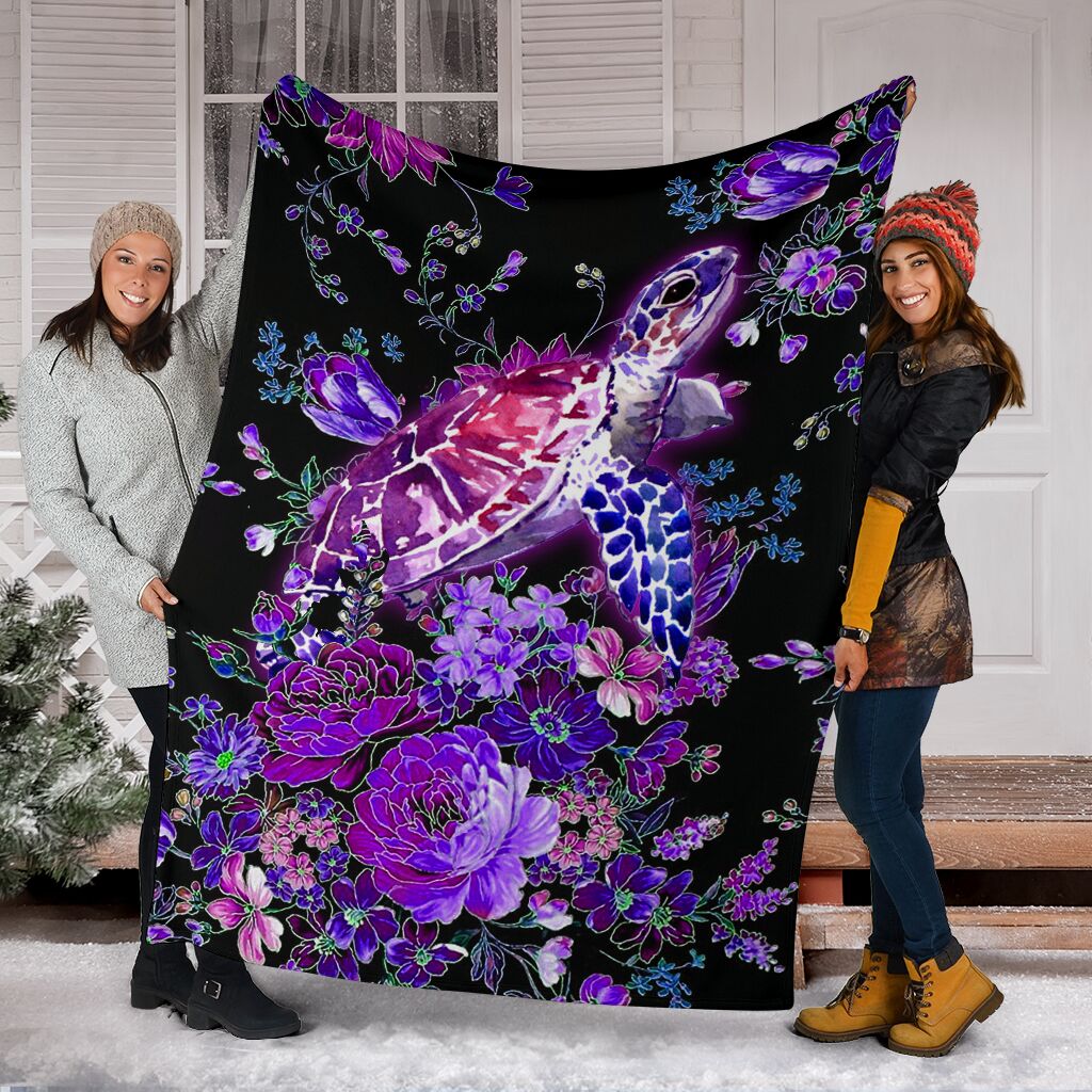 Turtle Purple Turtle Flannel Blanket For Bedroom Couch And Daily Comfort