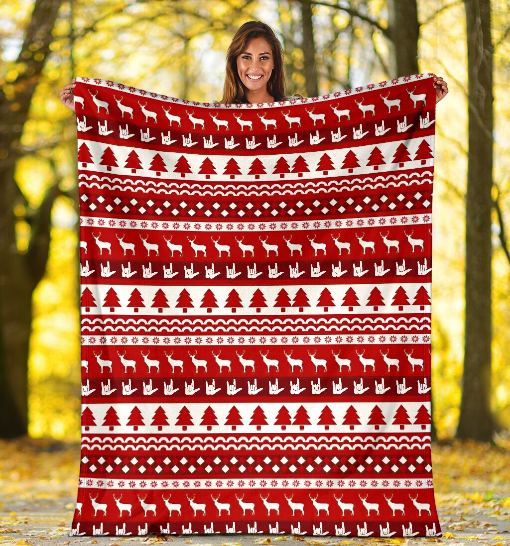 Asl Christmas White And Red Flannel Blanket For Cozy Home Lounging And Gifting
