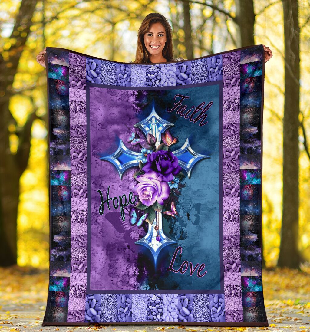 God Flower Faith Hope Love Christian Flannel Blanket For Cozy Home Lounging And Gifting