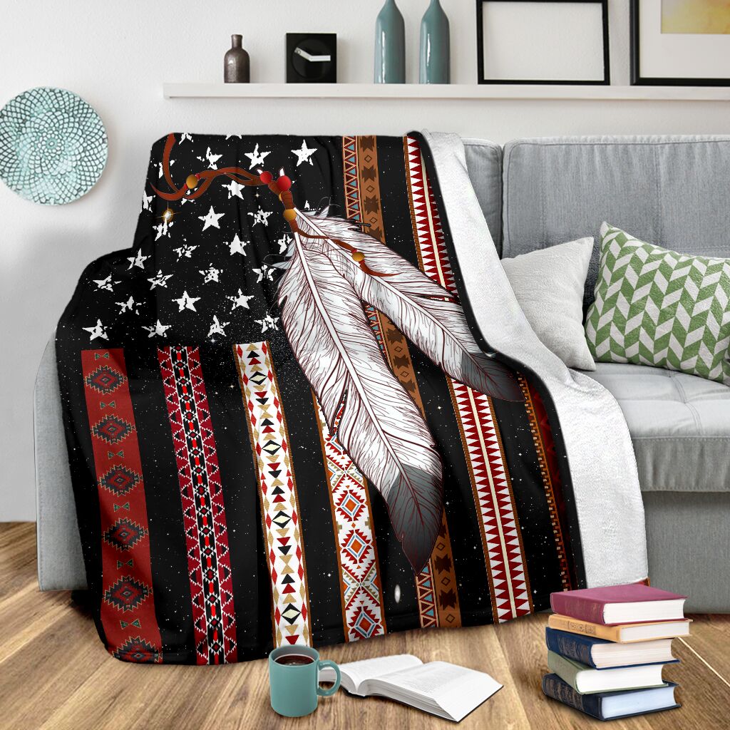 Native American Flag Native American Flannel Blanket For Relaxing At Home And Travel