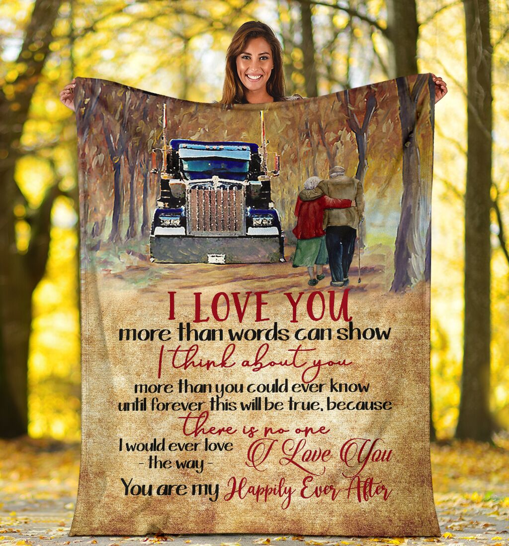 Truck I Love You Truck Couple Trucker Flannel Blanket For Cozy Home Lounging And Gifting