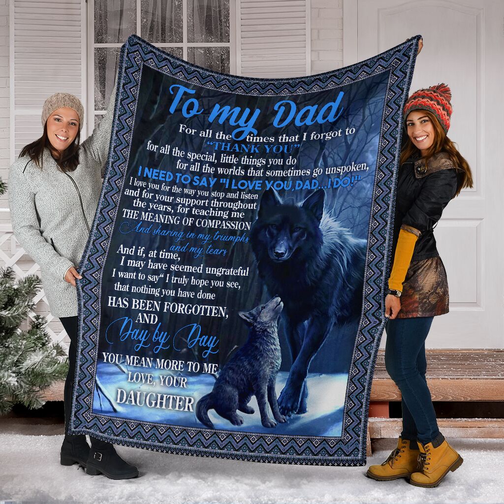 Wolf To My Dad Fathers Day I Love You Flannel Blanket For Bedroom Couch And Daily Comfort