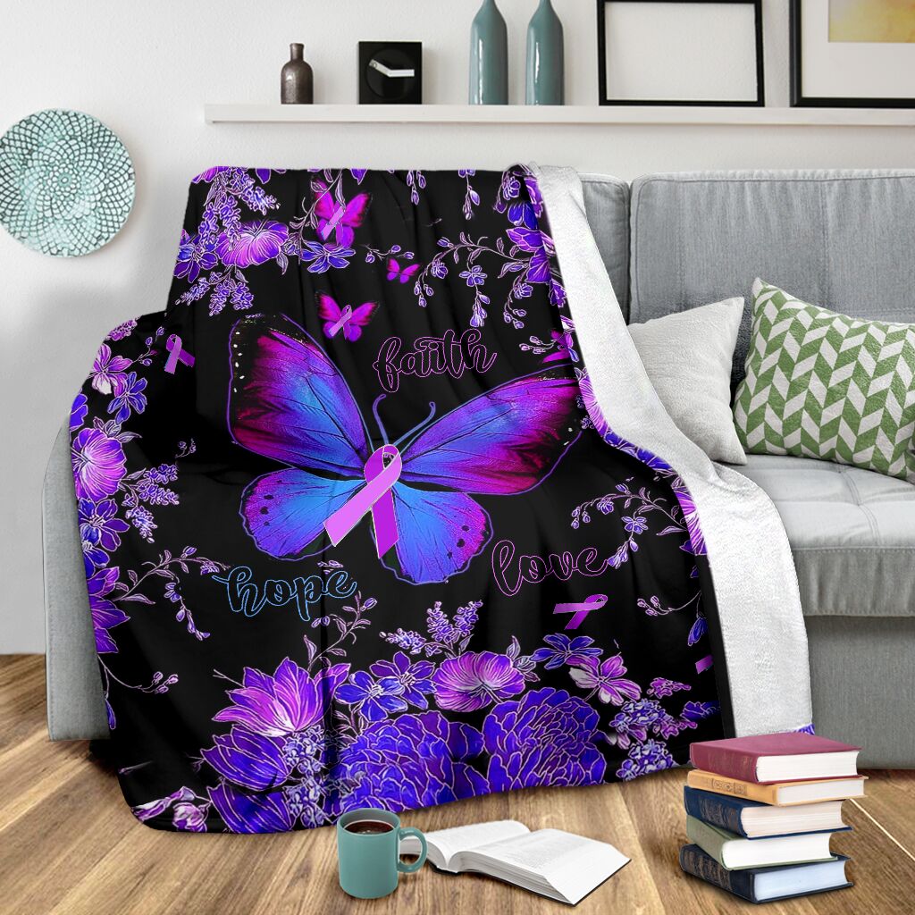 Butterfly Faith Hope Love Flannel Blanket For Relaxing At Home And Travel