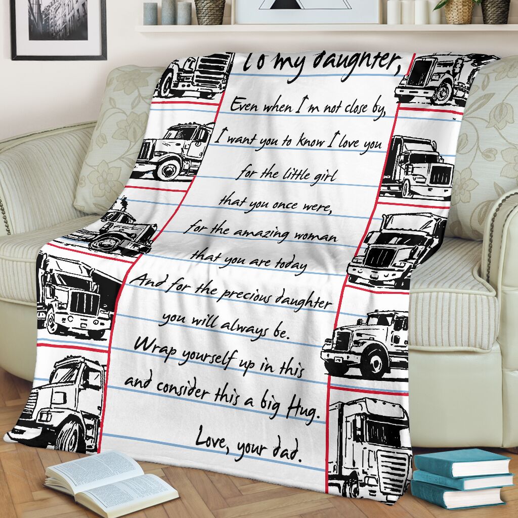 Truck To My Daughter Trucker Flannel Blanket For Living Room And Bedroom Styling