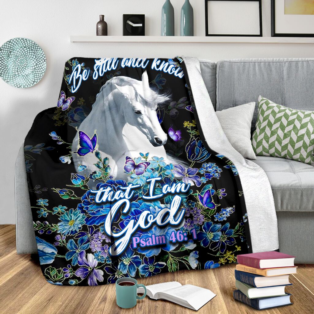Horse Be Still And Knowing That I Am God Flannel Blanket For Relaxing At Home And Travel