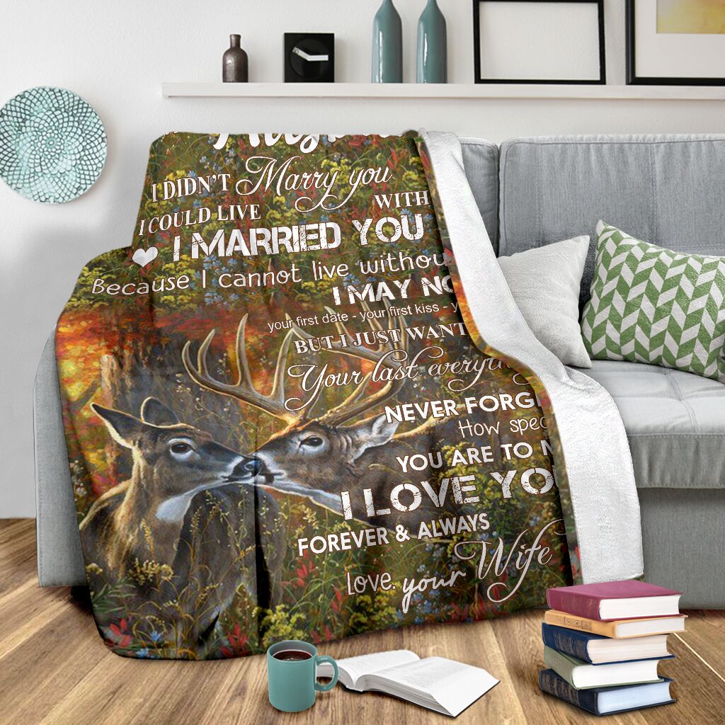 Deer To My Husband Hunting Flannel Blanket For Relaxing At Home And Travel