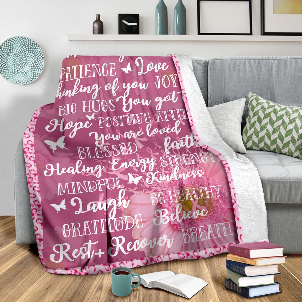 Breast Cancer Warrior Breast Cancer Awareness Flannel Blanket For Relaxing At Home And Travel