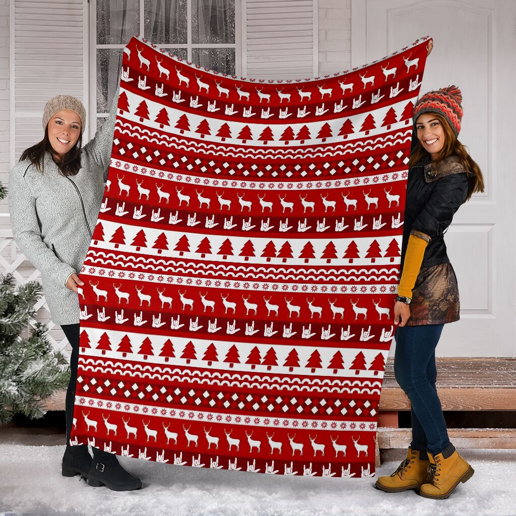 Asl Christmas Red Pattern Flannel Blanket For Bedroom Couch And Daily Comfort