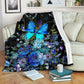Butterfly With Blue Flowers Flannel Blanket For Warm Home Decor And Relaxation