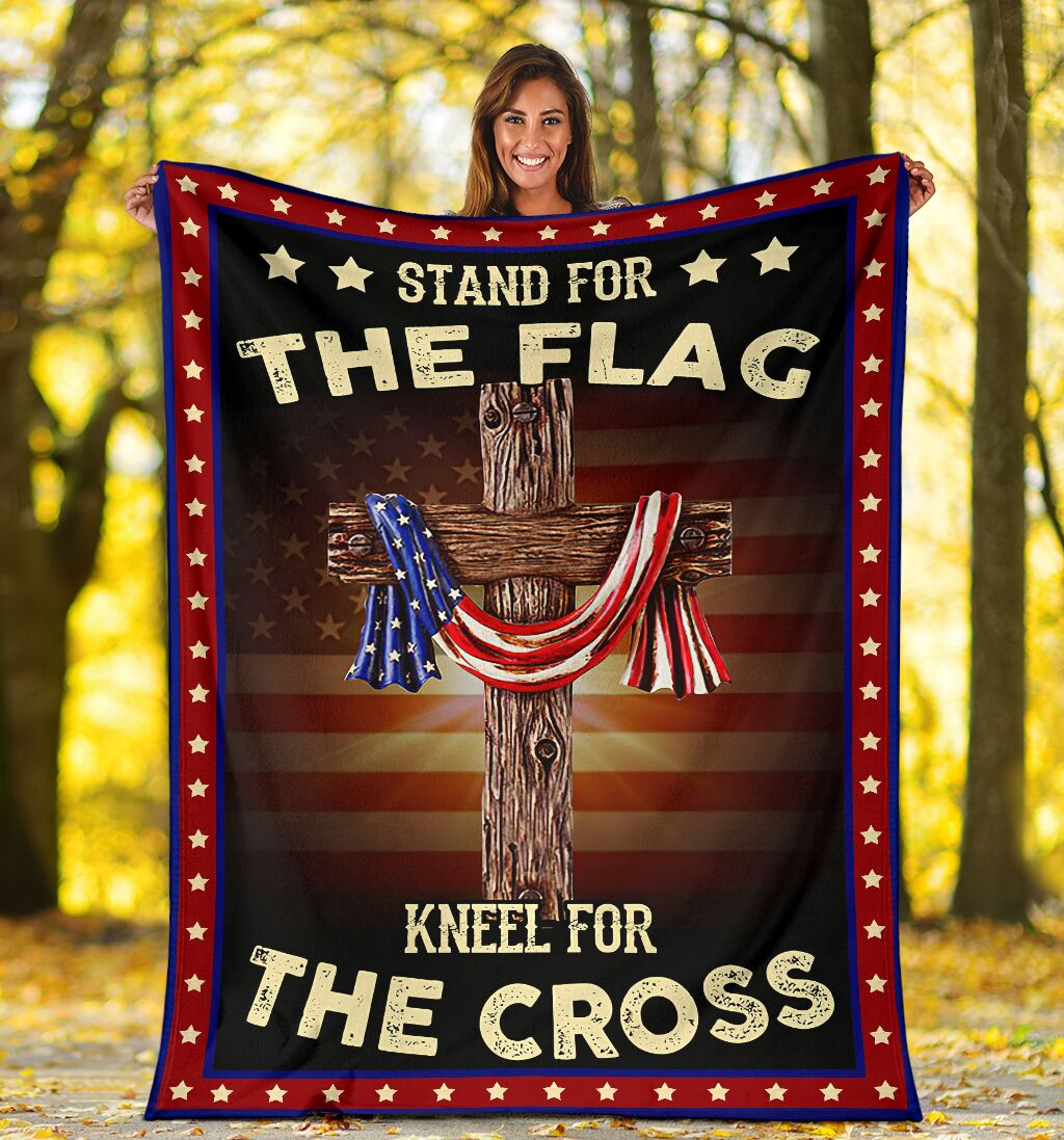 God Stand For The Flag American Flag Christian Flannel Blanket For Cozy Home Lounging And Gifting