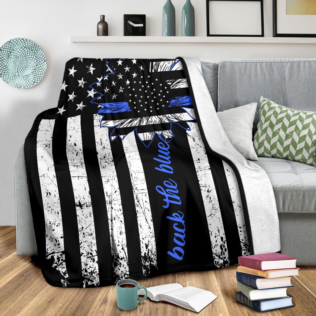 Police Officer Back The Blue Flannel Blanket For Relaxing At Home And Travel