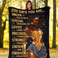 Black Girl God Says You Are African American Flannel Blanket For Cozy Home Lounging And Gifting