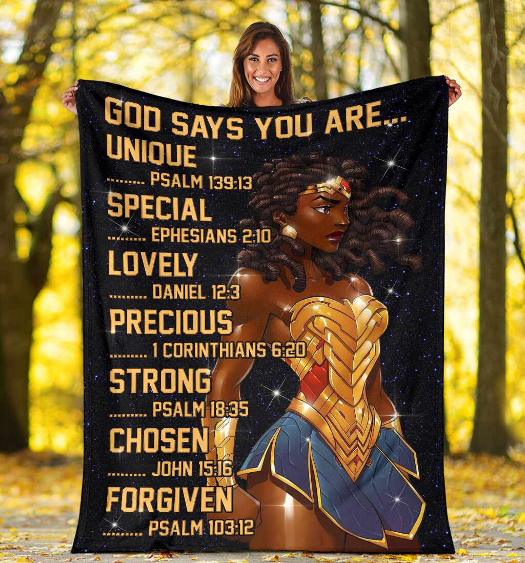 Black Girl God Says You Are African American Flannel Blanket For Cozy Home Lounging And Gifting