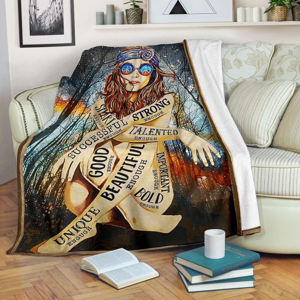 Hippie You Are Enough Flannel Blanket For Soft Bed Couch And Home Comfort