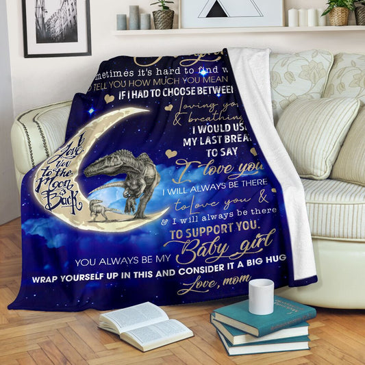 Dinosaur To My Daughter 50 x 60 Inch Flannel Blanket For Cozy Bedroom And Sofa Decor